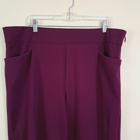 Torrid Pull On Stretch Wide Leg Crop Pants In Plum - Picture 3 of 10